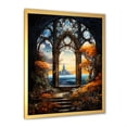 thumbnail image 2 of Designart "Floral Blooms through Orange Church Window" Coastal Framed Wall Art - Coastal Orange Coastal Windows Entryway Framed Wall Art, 2 of 6