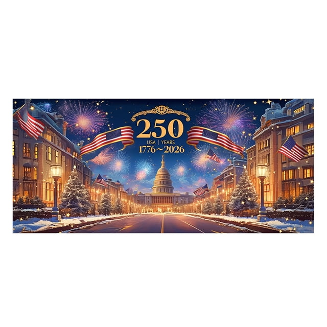 Bannière d'Anniversaire Patriotique Design Classique Polyester Durable pour Fête Nationale Intérieure Extérieure
