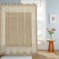 thumbnail image 4 of Brown Geometric Shower Curtains for Bathroom, White Greek Key Design Burlap Modern Art Waterproof Fabric Shower Curtain, Decorative Bathroom Curtain for Bathtub, 72"x72" , No Hooks Included, 4 of 9