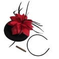 thumbnail image 2 of s para mujer, sombrero retro, cóctel, fiesta de té, sombrero de malla de s para damas, té + Roja Zulema fascinator diadema, 2 of 8