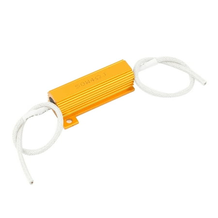 Car Aluminum 4 Ohm 50W 5% Wire Wound Loudspeaker Clad Resistor Gold Tone