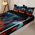 thumbnail image 3 of Homewish Dragon Zipper Full Size Comforter Sets with Fitted Sheet and 2 Pillowcases,Samurai Zipper Bedding Set For Boys Men,Black Reversible,4-Piece, 3 of 7