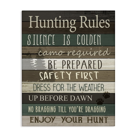 Stupell Industries Farmhouse Cabin Hunting Rules Rustic Charm Canvas Art, 16 x 20, by Kim Allen