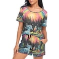 thumbnail image 5 of joogoo Women's Pajama Set Magic with Horse in Rainbow Short Sleepwear Loungewear with Pockets XXL, 5 of 7
