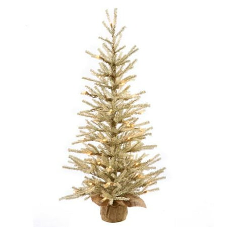 2.5' Pre-Lit Cream Artificial Christmas Tree with Burlap Base - Clear Lights
