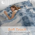 thumbnail image 4 of Abstract Stitching 4 Piece Duvet Cover Set Queen Size Vintage Blue White Blend Texture Soft Bedding Set Comforter Cover, 1 Duvet Cover 1 Flat Sheets and 2 Pillowcases, 4 of 9