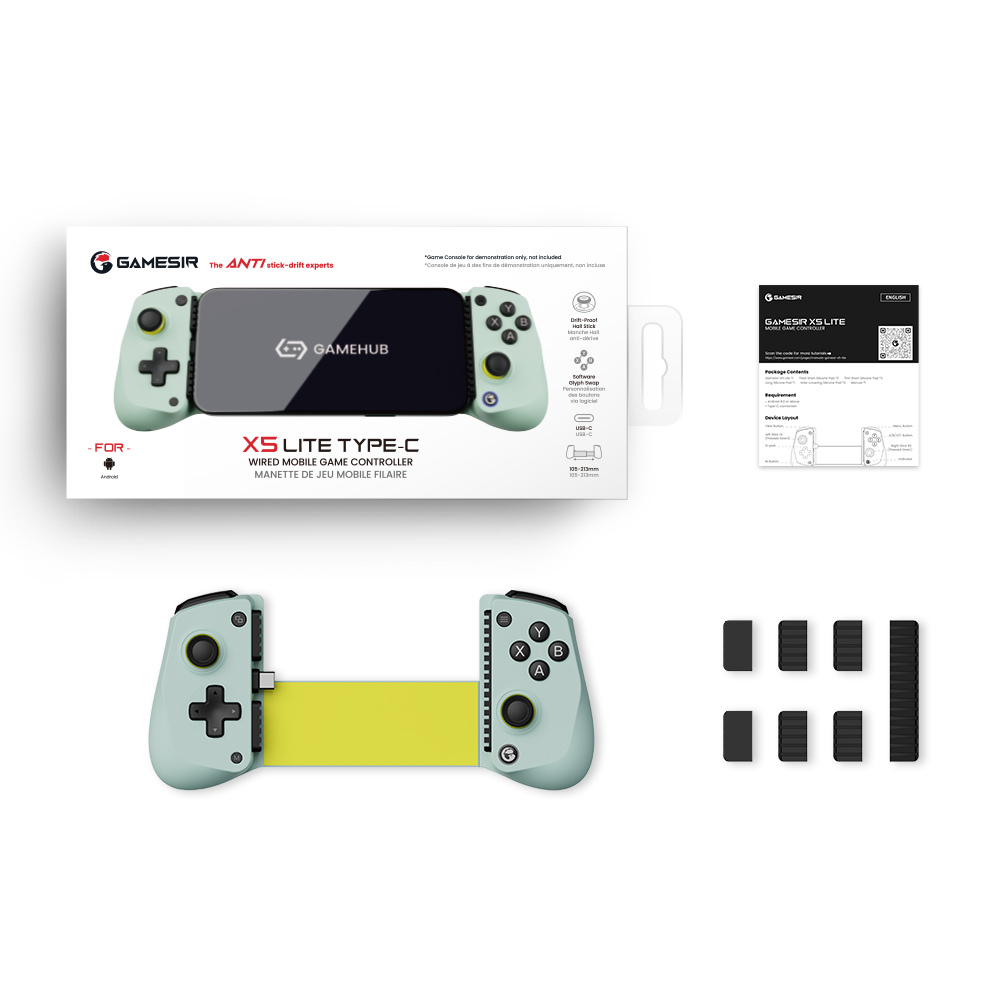 Control para Móvil GameSir X5 Lite con Sticks Hall Effect, Personalización Turbo y Carga Pasante, para iPhone 16/15, iPad mini y Android 5