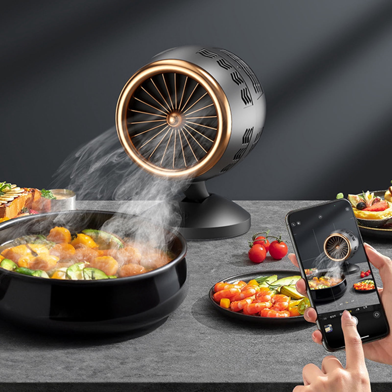 Portable Range Hood for Kitchen, 3 Speed Exhaust Fan with Detachable Filter, USB Powered Cooking Vent Hood, Compact Desktop Ventilation for Stove, Odor Eliminator for Indoor BBQ Hot Pot