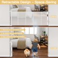 thumbnail image 4 of Reinforced 28 Inch Tall Retractable Baby Gates for Dogs, Easy Step Over Pet Gate with Support Rods, 55" Wide Retractable Dog Gate, Puppy Gates for The House Short Dog Gate for Stairs, Doorways, White, 4 of 8