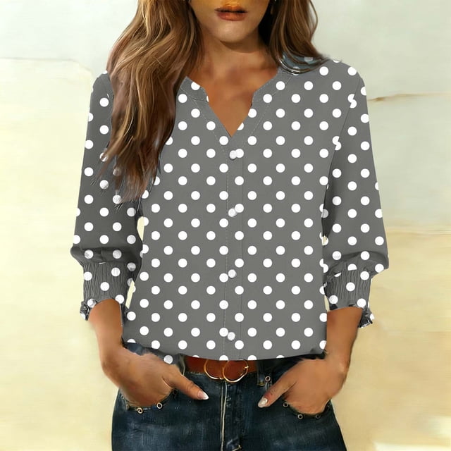 TaTaai Women's Fashion Spring And Summer Button Up Cardigan 3/4 Quarter Sleeve Jacket V-neck Top/shirt Gift