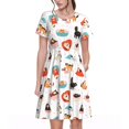 thumbnail image 1 of Easygdp funny cats celebrating Valentine's Day para Vestido Transpirable de Mujer, Vestido Suelto de Manga Corta con Pliegues y Bolsillos para el Verano, 1 of 6