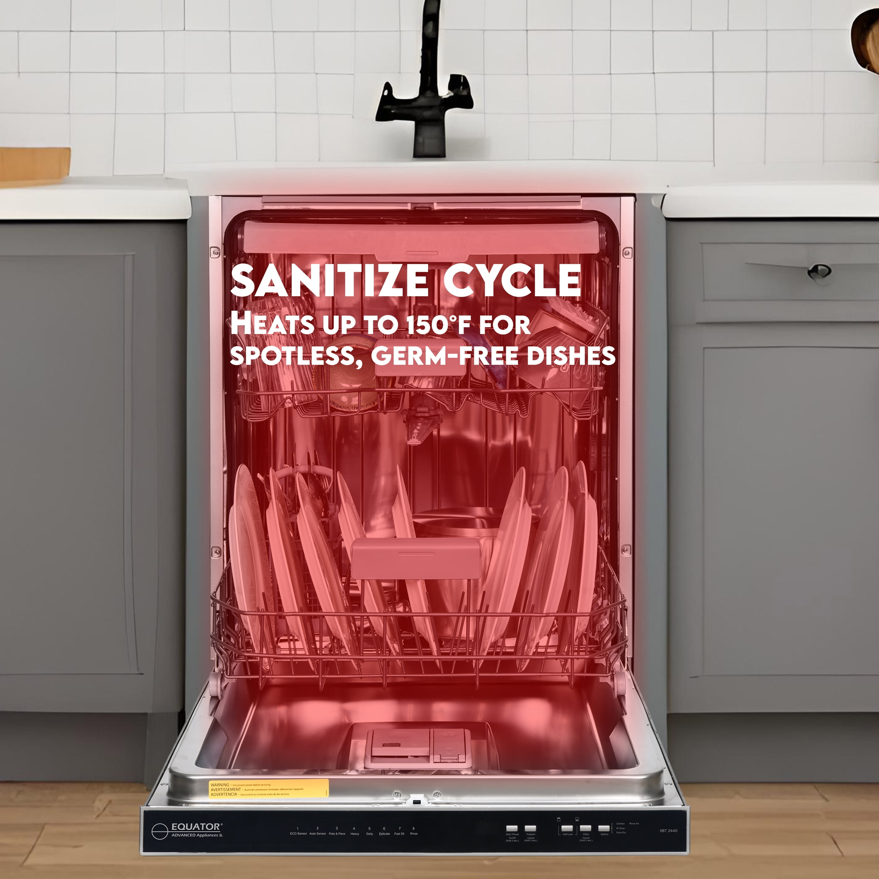 Equator 24" Built-In Dishwasher w/ Top Control 15 Place Settings Made in Europe E-star Certified