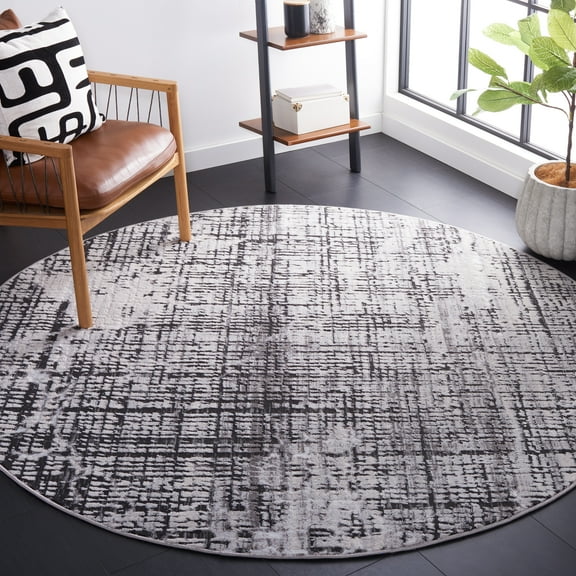 SAFAVIEH Amelia Gorden Abstract Area Rug, Gray/Charcoal, 6'7" x 6'7" Round