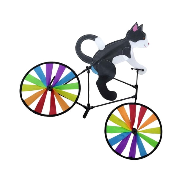 Bewildely Molino de viento de plástico caprichoso, Spinner de viento, juguete para niños para decoración de fiesta de jardín y césped Kits de decoración para fiestas Gato negro