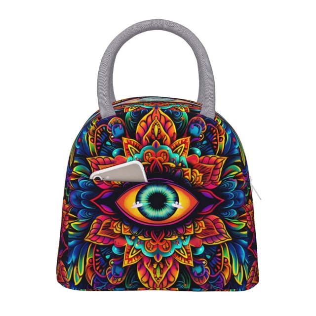 Easygdp Vibrant Psychedelic Eye Bolsa de Almuerzo Insulada Grande, Forro de Aluminio, Diseño Espacioso, a Prueba de Fugas, Ideal para Trabajo, Picnics, Viajes y Actividades al Aire Libre