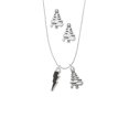 thumbnail image 2 of Delight Jewelry Silvertone Black Lightning Bolt Silver tone Zig Zag Christmas Tree Charm Necklace and Stud Earrings, 2 of 4