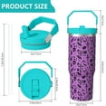 thumbnail image 4 of 30oz Handheld Travel Tumbler with Handle – Double Wall Stainless Steel Insulated Cup, Flip Straw Lid, Leak-Proof & BPA-Free for Hot and Cold Drinks – Durable Coffee & Juice Mug Pink, 4 of 7