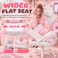 thumbnail image 2 of Seenda Pink Gaming Chair with Cat Ears, Ergonomic Gaming Computer Desk Chair with Cat Paw Lumbar Support, Cute PU Leather Game Chair for Girls Adults, 2 of 11