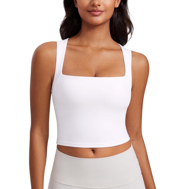 Top Deportivo CRZ YOGA Butterluxe Largo con Escote Cuadrado Blanco M