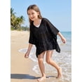 thumbnail image 6 of Landzoo Girls T Shirt Solid Color Loose Batwing Long Sleeve Boat Neck Shirt Summer Open Crochet Knit Cozy Soft Toddler Kids Girls Tees Size 9-10 Years Black, 6 of 8