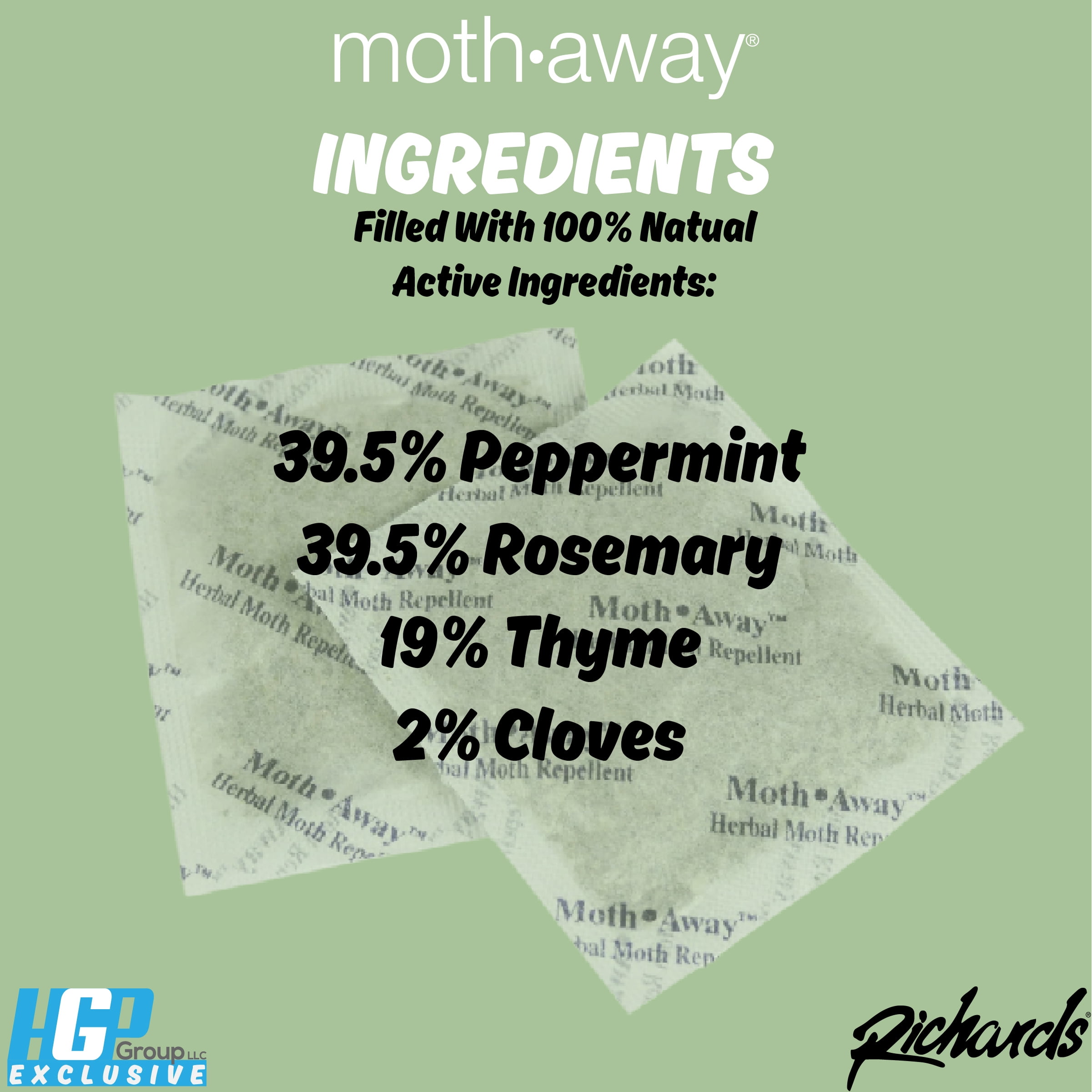 Richards Moth Away Herbal Moth Repellent Value Pack with 72 Sachets for Closet & Drawers, Herbal, 7 oz, 72 Count