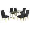 thumbnail image 1 of 7pc. 68" x 40" Glass Dining Set with 6 Chairs and Gold Stainless Steel, 1 of 4