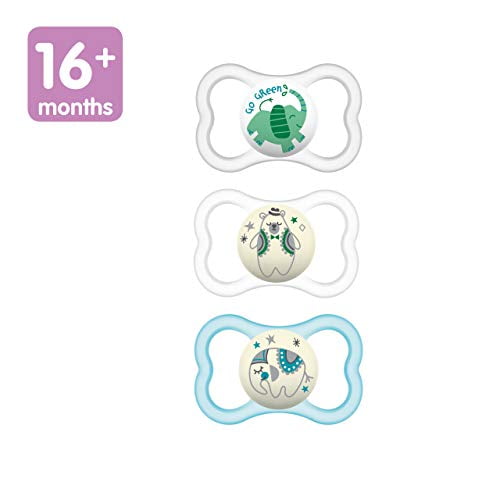cowboy Nedrustning padle MAM Air Night & Day Pacifiers (1 Day & 2 Night Pacifiers), MAM Sensitive  Skin Pacifier 16 Months, Best Pacifier for Breastfed Babies, Glow in The  Dark Pacifier, Unisex, Designs May Vary - Walmart.com