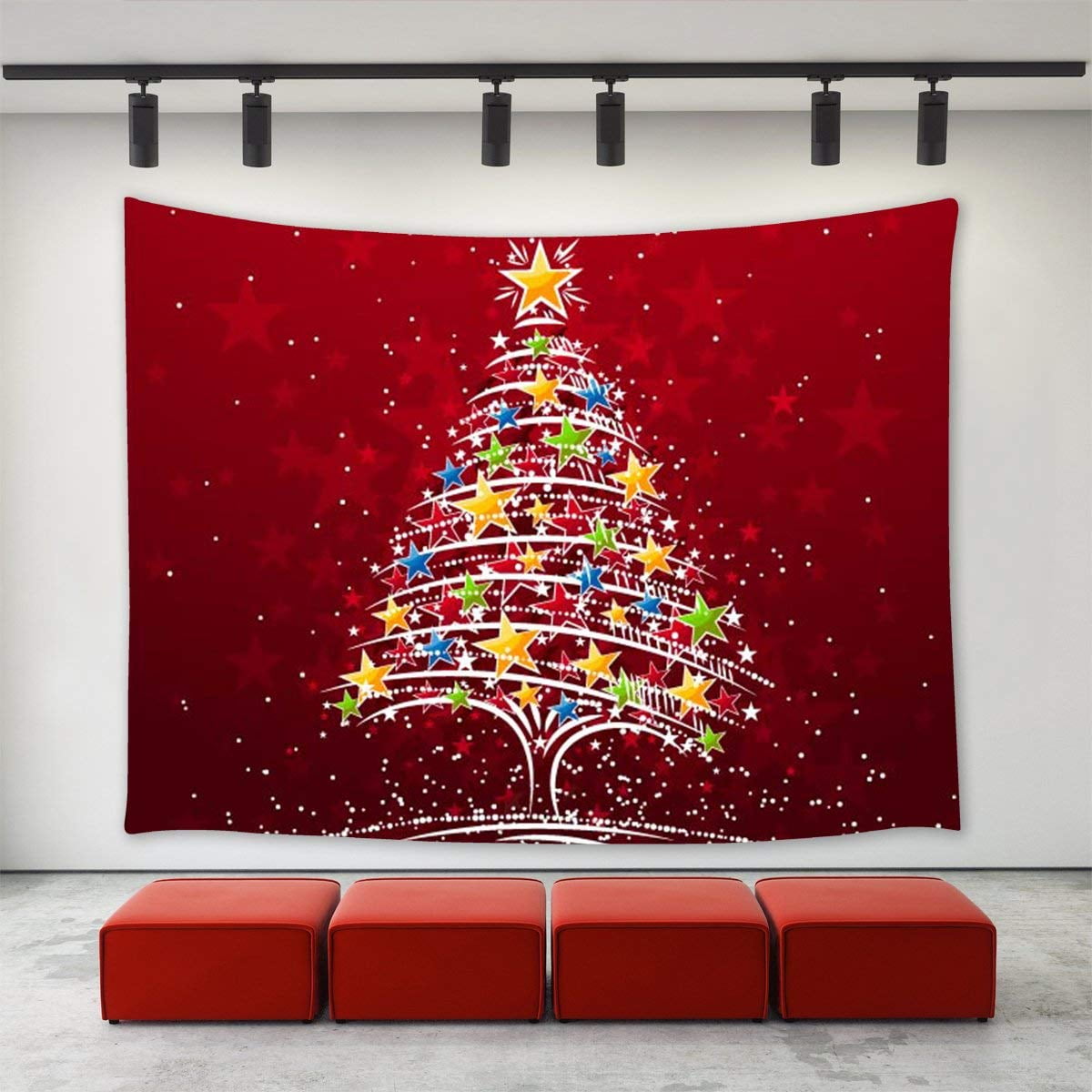 CADecor Christmas Decor Tapestry, Red Christmas Tree
