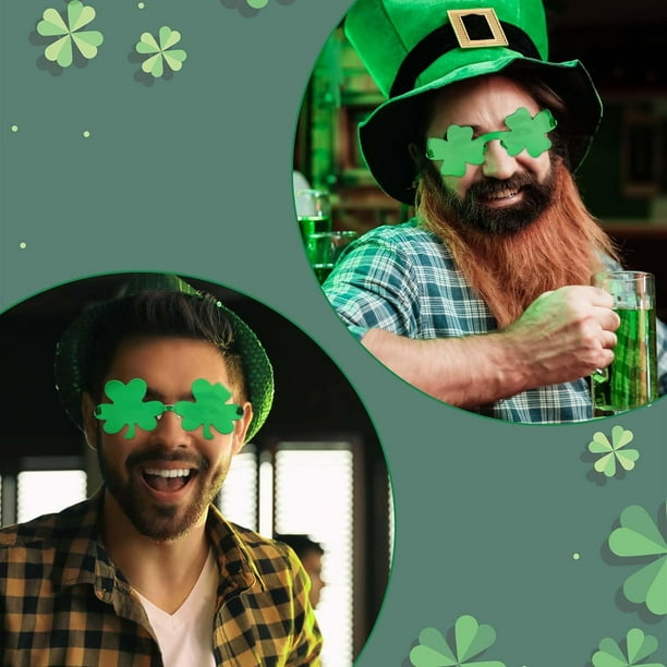 LAICAIW 6 Pairs St Patricks Day Sunglasses Rimless Shamrock Sunglasses Four Leaf Clover Glasses Green Irish Sunglasses Eyewear for St. Patrick s Day Accessories Costume Decor Kids Adults Walmart