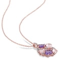 thumbnail image 3 of Everly Women's Amethyst and Rose Quartz and Topaz Rose Gold Plated Necklace, 3 of 6
