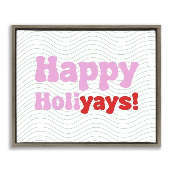 Stupell Industries Contemporary Happy Holiyays Patterned Brown Floating Frame Canvas Art, 21 x 17, by Lil' Rue