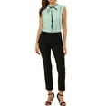 thumbnail image 3 of MODA NOVA Juniors Tie Neck Cap Sleeve Button Down Ruffle Summer Shirts, 3 of 7