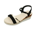 thumbnail image 2 of Viluyesy Women's Wedge Sandals, Open Toe Adjustable Strap Bobo Style Summer Casual Beach Vacation Shoes Black 7.5, 2 of 9