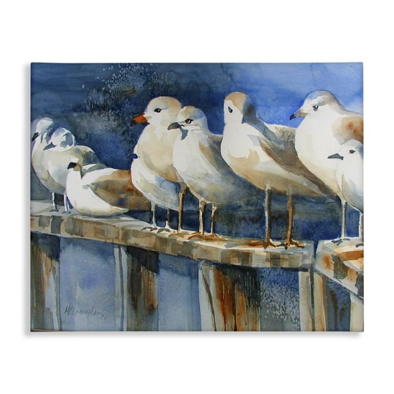 Stupell Industries Traditional Coastal Sandpiper Birds Beach Boardwalk Railing Canvas Art, 20 x 16, by MB Cunningham