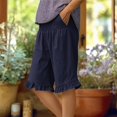 thumbnail image 2 of Womens Summer Bermuda Shorts Knee Length Elastic Waist Flared Ruffle Hem Shorts Beach Lounge Casual Shorts, 2 of 7