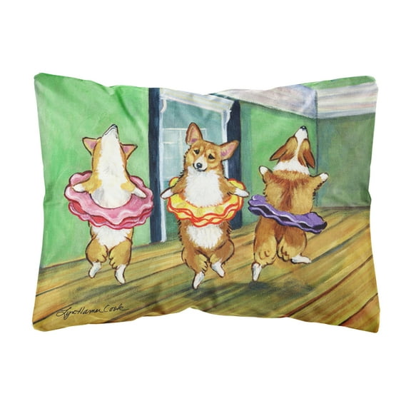 Carolines Treasures 7276PW1216 Little Ballerina Corgi Canvas Fabric Decorative Pillow, 12H x16W, multicolor