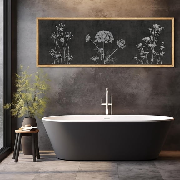 IDEA4WALL Extra Large Framed Canvas Print Wall Art Ethereal Floral Unique Black and White Artwork Nature Wilderness Antique Retro Fine Art Decorative Relax/Calm for Home Decoration - 60"x20"