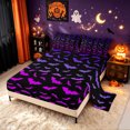 thumbnail image 2 of Erosebridal Gradient Bat Bed Sheets, Happy Halloween Style Full Size Sheets, Black Fuchsia, Black Reversible, 4-Piece, 1 Flat Sheet, 1 Fitted Sheet and 2 Pillowcases, 2 of 6