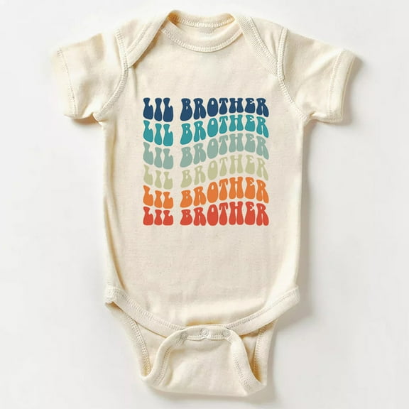 Retro Lil Brother Baby Bodysuit Cute Baby Onesie, Baby Bodysuit Lat 4424 Cute Baby Onesie, BABY BODYSUIT LAT 4424