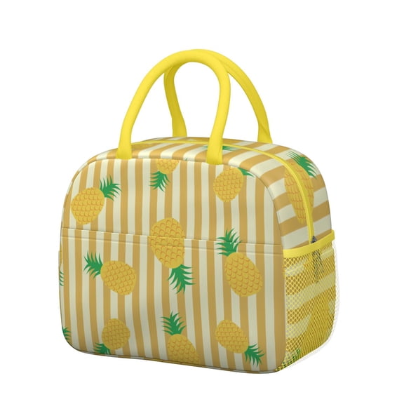 Lunch Bag Lunch Box for Women Reusable Insulated Lunch Bags,Water-Resistant Yellow Pineapple Cooler Lunch Tote Bag, Large Capacity for Work Travel Picnic