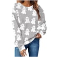 thumbnail image 5 of HAOTAGS Holiday Women's Blouses Halloween Gray Cute Sweatshirts Crew Neck Long Sleeve Graphic Shirts for Women, 5 of 5