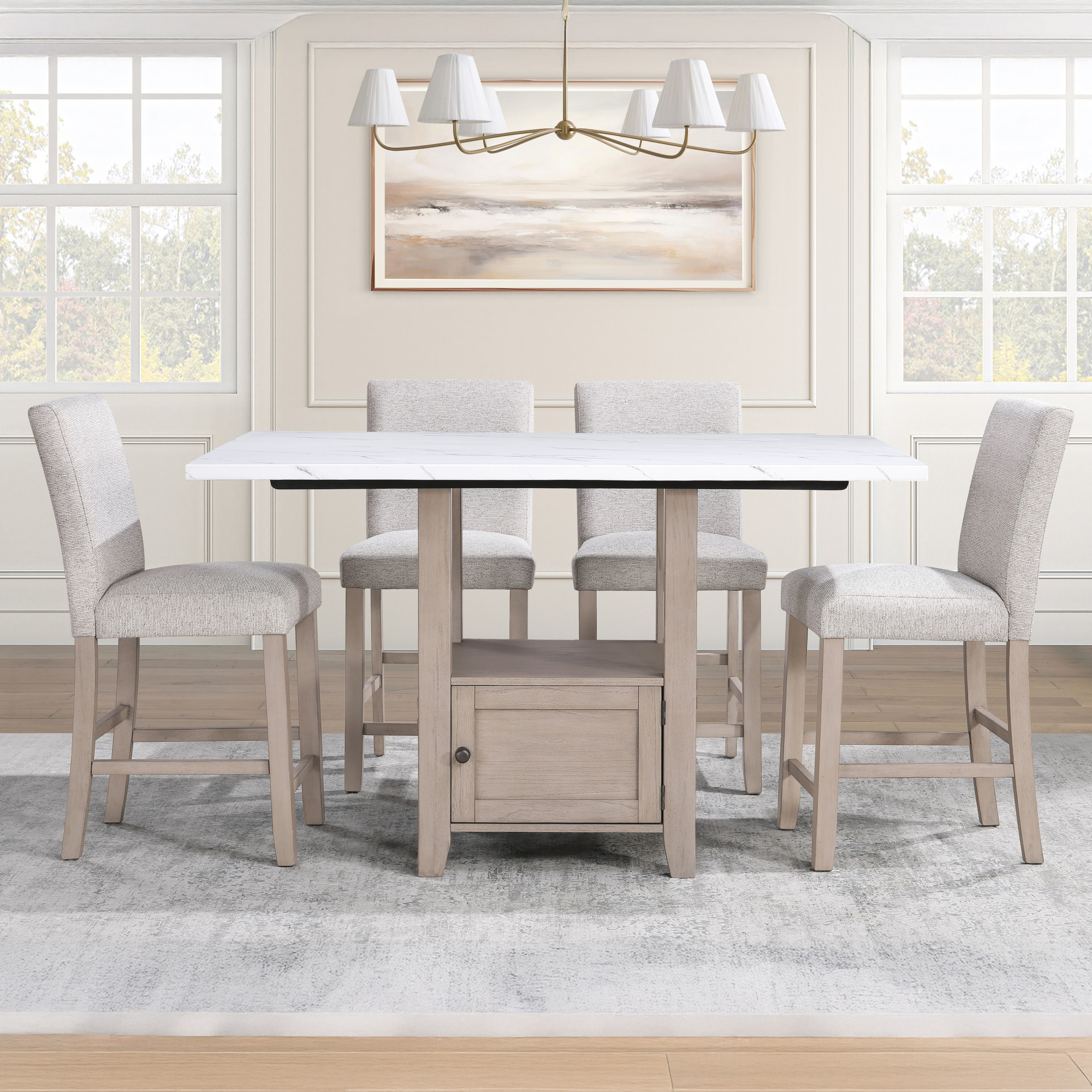 Steve Silver Taylor Faux Marble Top Counter Height Dining Table
