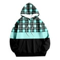 thumbnail image 4 of XIAONU Womens Hoodies Trendy Checkered Printed Drawstring Hoodie Long Sleeved Baggy Pocket Color Blocked Pullover Sport Hoodie, 4 of 4