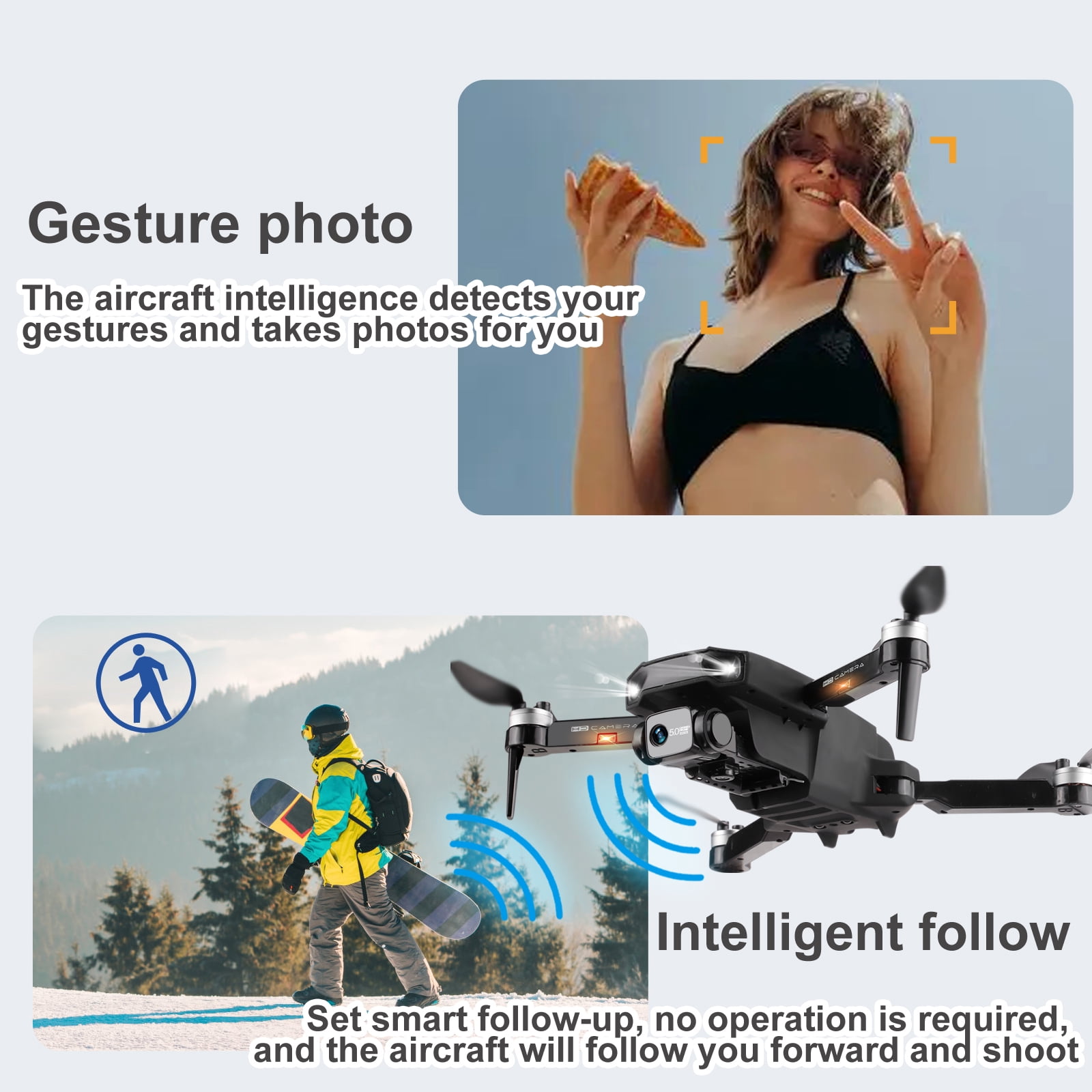 NETNEW 2x Cameras GPS Aerocraft Foldable Drone for Adults with 2x batteries 6K HD 1920P Cameras EIS Anti-Shake Quadcopter 5G WIFI FPV 30Mins Flight Time 120°FOV 50x Zoom Brushless Motor