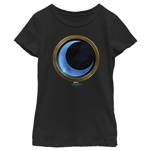Girl's Marvel: Moon Knight Gold and Blue Symbol Graphic Tee Black X Small