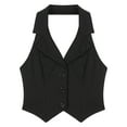 thumbnail image 5 of YONGHS Women's Dressy Casual Vest Tuxedo Suit Waistcoat Sleeveless Tank Top Blazer Black XXL, 5 of 7