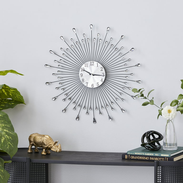 Decmode 23 in. Silver Modern Wall Clock