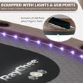 thumbnail image 4 of RayChee Poker Table Foldable, 10 Player Folding Texas Holdem Table w/Inlaid LED Light, 2 USB & 2 Type-c Ports, Portable Blackjac for Texas Card Game w/Cup Holders and Padded Rails(Brown, 84 inch), 4 of 7