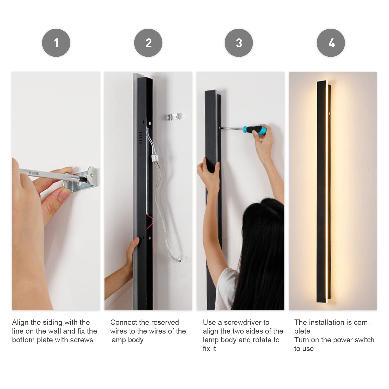 31in Dimmable LED Long Wall Lamp Waterproof IP65 Ourdoor Wall Light for Porch Sconce, 1pcs