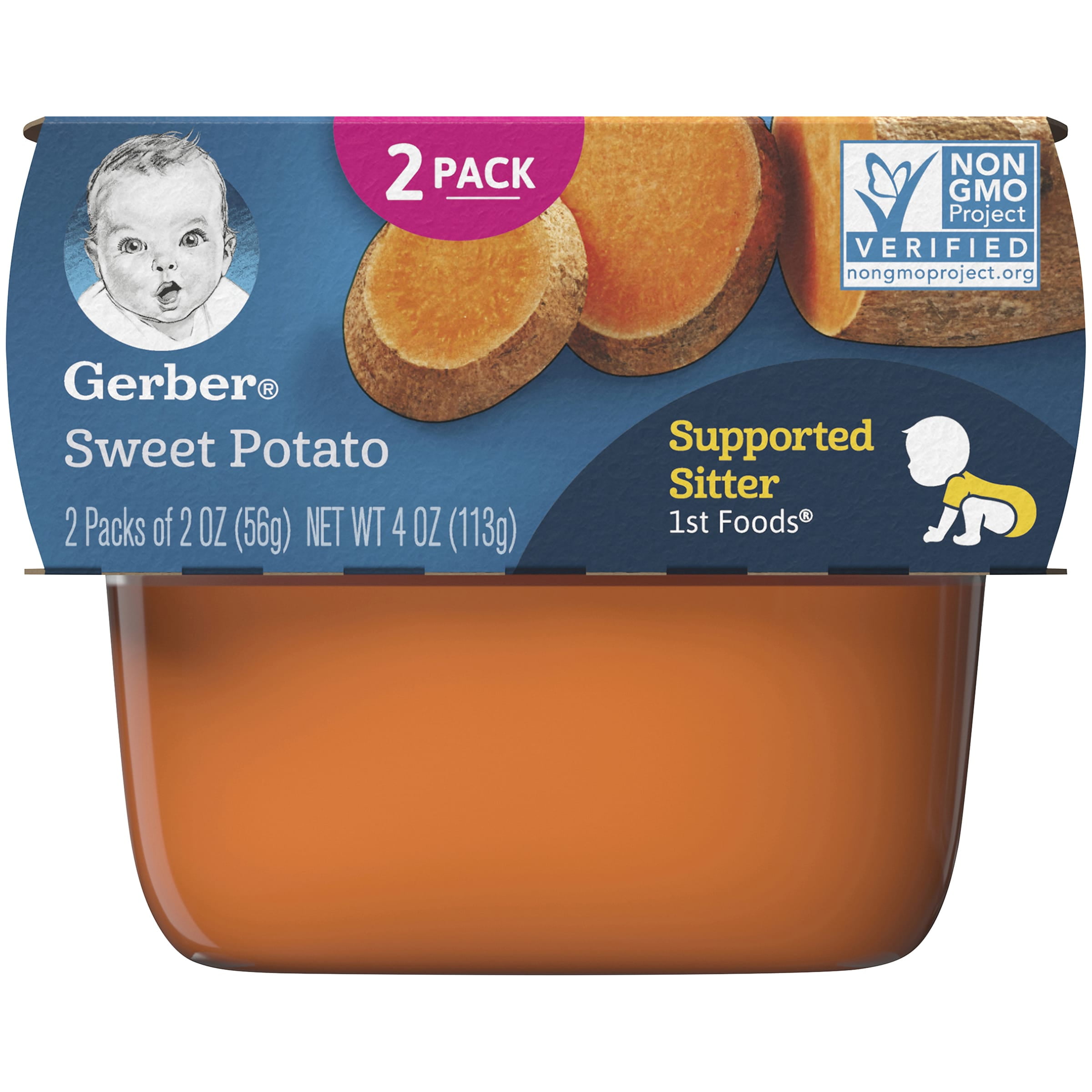 (Pack of 8) Gerber 1st Foods Sweet Potato Baby Food, 2-2 oz Tubs